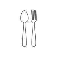 Outline fork and spoon icon on white background vector