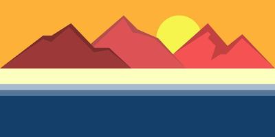 Abstract landscape wallpaper mural. sunset scenery wallpapers vector