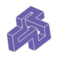 Impossible shapes, optical illusion logo, vector. Optical art objects. Geometric figures. vector