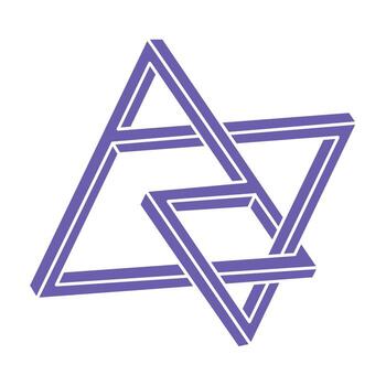 logotipo de ilusión óptica. formas imposibles. figuras de geometría sagrada. objetos geométricos eternos abstractos. formas de contorno sin fin imposibles. arte óptico. forma de geometría imposible sobre un fondo blanco. vector