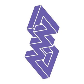 Impossible optical illusion shapes. Logo. Optical art object. Impossible figure. Line art. Unreal geometric objects. vector