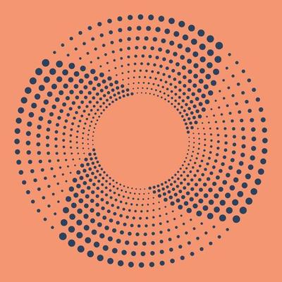 Abstract Dot frame. Circle border with effect halftone. Modern faded ring. Point sphere boarder. Dotted geometric pattern. Graphic dots element for design prints. Vector illustration.