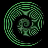 Circle green lines isolated on the black background. Optical art. Design element for frame, logo, tattoo, web pages, prints, posters, template, abstract vector backgrounds. Optical illusion shape.