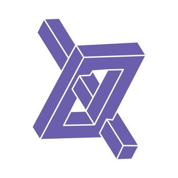 Optical illusion logo. Impossible shapes. Sacred geometry figures. Abstract eternal geometric objects. Impossible endless outline shapes. Optical art. Impossible geometry shape on a white background. vector