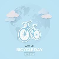 feliz día mundial de la bicicleta 3 de marzo ilustración con silueta de bicicleta en un fondo aislado vector