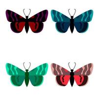 Vector collection, colorful butterfly insects. Decorative design. Isometric, flat style.