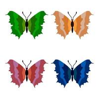 Vector collection, colorful butterfly insects. Decorative design. Isometric, flat style.