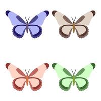 Vector collection, colorful butterfly insects. Decorative design. Isometric, flat style.