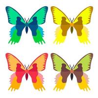 Vector collection, colorful butterfly insects. Decorative design. Isometric, flat style.