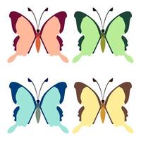 colección de vectores, insectos mariposa coloridos. diseño decorativo. estilo isométrico y plano.