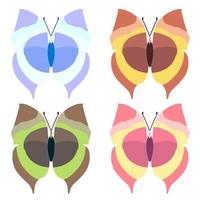 colección de vectores, insectos mariposa coloridos. diseño decorativo. estilo isométrico y plano.