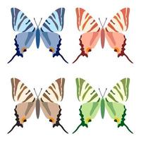 Vector collection, colorful butterfly insects. Decorative design. Isometric, flat style.