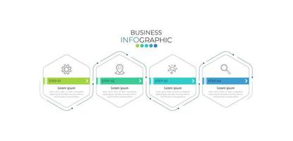 La plantilla de línea de tiempo infográfica se puede utilizar para el diseño del flujo de trabajo, el diagrama, las opciones numéricas y el diseño web. concepto de negocio infográfico con 4 opciones, partes, pasos o procesos. fondo abstracto. vector