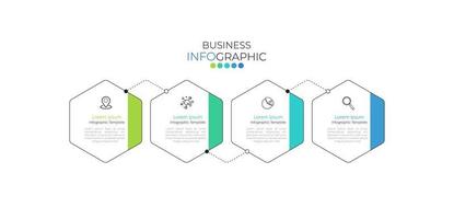 La plantilla de línea de tiempo infográfica se puede utilizar para el diseño del flujo de trabajo, el diagrama, las opciones numéricas y el diseño web. concepto de negocio infográfico con 4 opciones, partes, pasos o procesos. fondo abstracto. vector