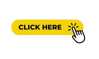 Click here button with hand pointer clicking vector icon