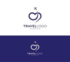 Love Travel Logo Design-Love to fly symbol-Travel Love Logo, Editable Vector Logo, Love Trip Travel Logo Design Template