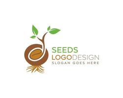 diseño de logotipo de vector de semilla natural, diseño de vector de semillas de colores