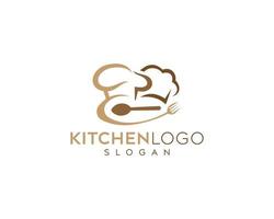 Kitchen hat, spoon and fork vector logo design, restaurant logo design