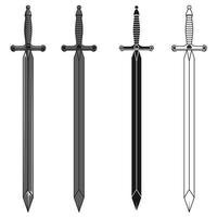 Medieval sword vector design, middle ages knight sword