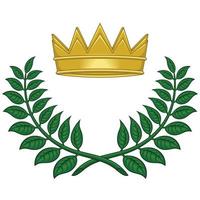 Laurel wreath vector design with royal crown, crowns to award winners