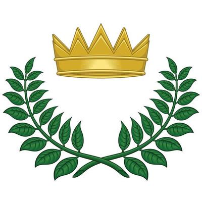 Laurel wreath vector design with royal crown, crowns to award winners