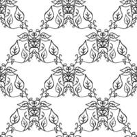 Seamless floral wallpaper. Doodle vector with black and white floral ornament. Vintage floral decor