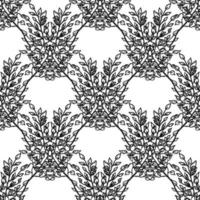 papel tapiz floral transparente. vector de fideos con adorno floral en blanco y negro. decoración floral de la vendimia