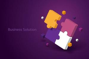 Connection together puzzle pieces on a purple background vector