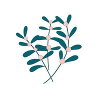 Three elegant branches with berries and green leaves. vector