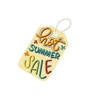 Summer sale tag design with handdrawn colourful lettering. Summer sale label vector design.