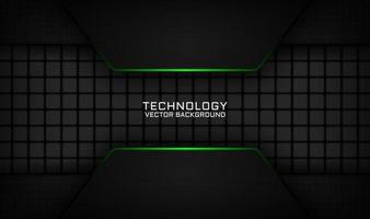 3D black technology abstract background overlap layer on dark space with green light line effect decoration. Graphic design element future style concept for banner, flyer, card, cover, or landing page vector