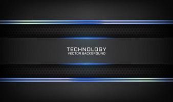 3D black technology abstract background overlap layer on dark space with blue light line effect decoration. Graphic design element future style concept for banner, flyer, card, cover, or landing page vector