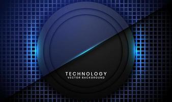 3D black technology abstract background overlap layer on dark space with blue light line effect decoration. Graphic design element future style concept for banner, flyer, card, cover, or landing page vector