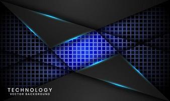 3D black technology abstract background overlap layer on dark space with blue light line effect decoration. Graphic design element future style concept for banner, flyer, card, cover, or landing page vector