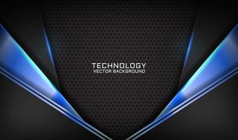 3D black technology abstract background overlap layer on dark space with blue light line effect decoration. Graphic design element future style concept for banner, flyer, card, cover, or landing page vector
