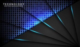 3D black technology abstract background overlap layer on dark space with blue light line effect decoration. Graphic design element future style concept for banner, flyer, card, cover, or landing page vector