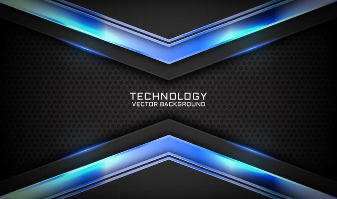 3D black technology abstract background overlap layer on dark space with blue light line effect decoration. Graphic design element future style concept for banner, flyer, card, cover, or landing page