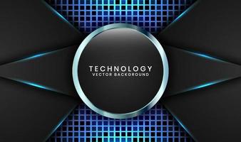 3D black technology abstract background overlap layer on dark space with blue light line effect decoration. Graphic design element future style concept for banner, flyer, card, cover, or landing page vector