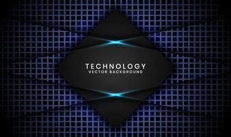 3D black technology abstract background overlap layer on dark space with blue light line effect decoration. Graphic design element future style concept for banner, flyer, card, cover, or landing page vector