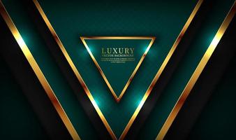 3D green luxury abstract background overlap layer on dark space with golden triangle effect decoration. Graphic design element elegant style concept for flyer, banner, brochure cover, or landing page