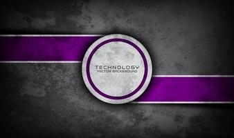 3D grey purple technology circle background overlap layer on dark space with grunge texture effect decoration. Graphic design element future style concept for banner, flyer brochure, or landing page