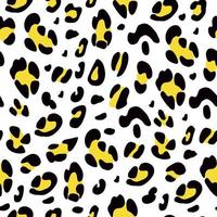 Leopard hand-drawn seamless pattern. Yellow, black and white background. Animalistic print. Vector. vector