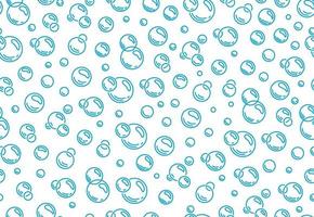 Soap blue bubbles seamless pattern. Outline.Bubbles of carbonated drink, medicine, oxygen, water. Vector illustration isolated background.