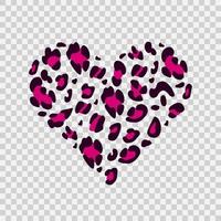 Leopard heart on a transparent background. Animalistic print.  Symbol of love. Suitable for printing on a T-shirt. Vector hand-drawn illustration