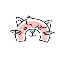 Cute cat face. Children's illustration. Doodle. Vector hand-drawn illustration