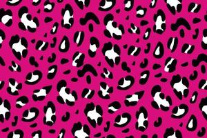 Bright pink leopard. Seamless animalistic pattern. Hand-drawn vector background.