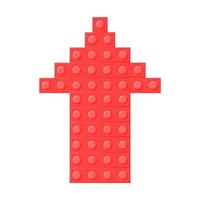 Red arrow block plastic toy.  Symbol of growth. Icon. It can be used for websites and games. Vector cartoon illustration