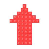 Red arrow block plastic toy.  Symbol of growth. Icon. It can be used for websites and games. Vector cartoon illustration