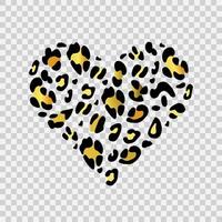 corazón de oro leopardo sobre fondo transparente. perfecto para el diseño de blogs, pancartas, afiches, moda, sitios web, aplicaciones, tarjetas, tipografía. ilustración vectorial dibujada a mano vector