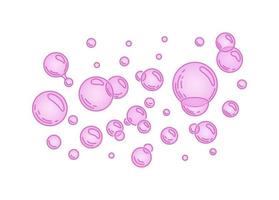 Pink bubble  on a white isolated background.. Fizzing air or water bubbles on white background.  Fizzy sparkles. Gum. Vector cartoon illustration